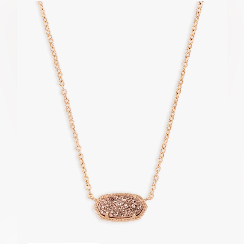 Kendra Scott Elisa Rose Gold Pendant Necklace in Rose Gold Drusy